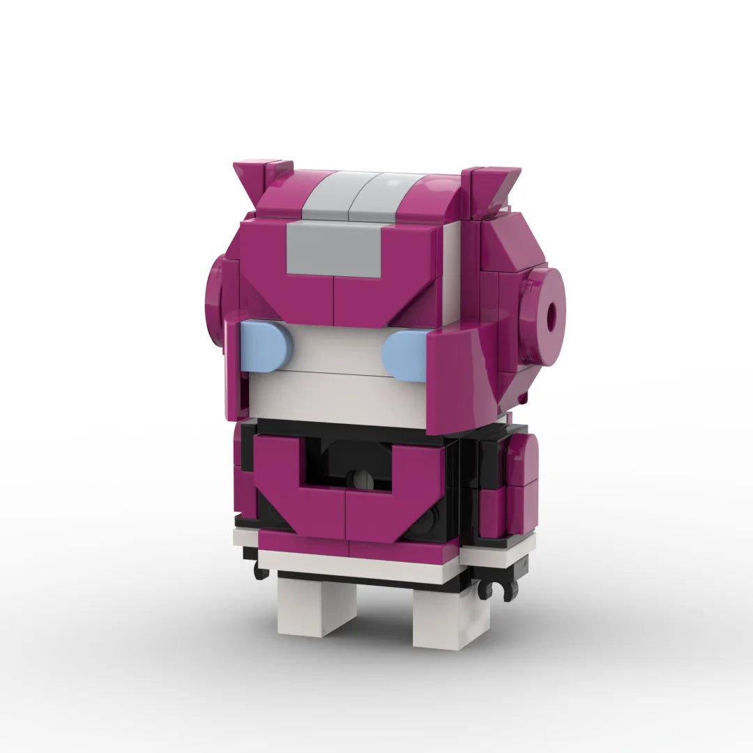 Figurka Transformers Elita-1 chibi — mały kompaktowy różowy robot w formie klocka