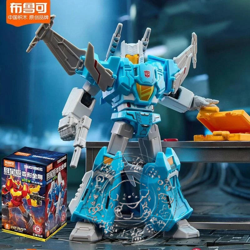 Figurka Transformers — turkusowy robot ze skrzydłami — latający wojownik Blokees do samodzielnego montażu