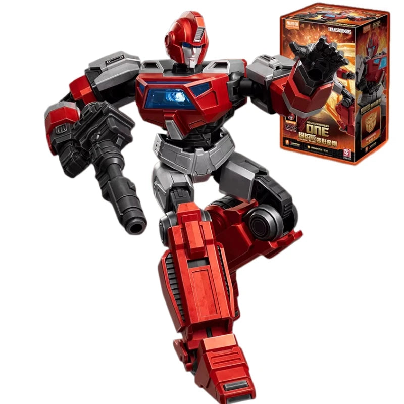 Figurka Transformers Ironhide Origine ONE — czerwono-szary artykułowany robot w formie klocka, w pudełku