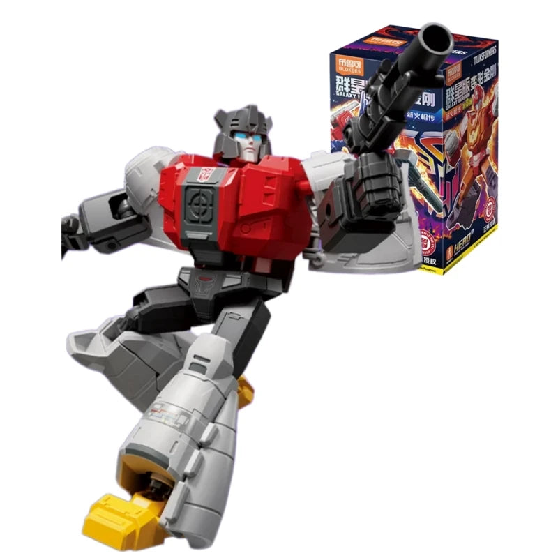 Figurka Transformers Czerwono-szary robot ze zintegrowanym karabinem — Wojownik Blokees Galaxy, wersja 8