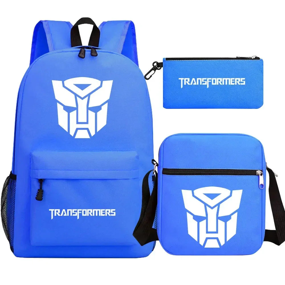 Ensemble scolaire bleu avec sac à dos, trousse et sac bandoulière logo Autobot – Transformers.
