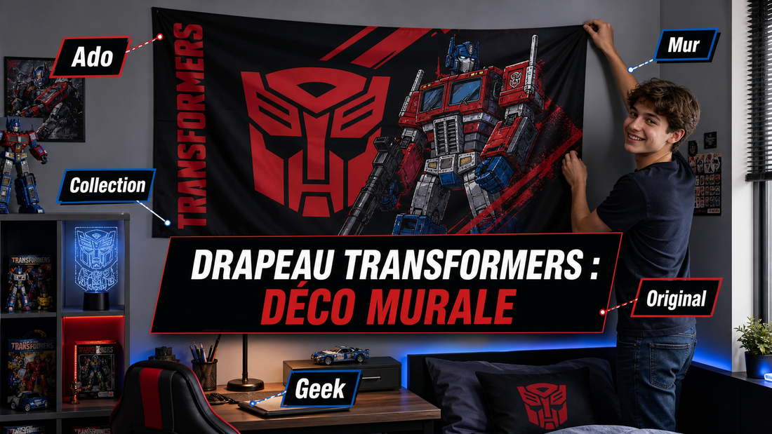 Drapeau Transformers : déco murale originale pour ados et collectionneurs