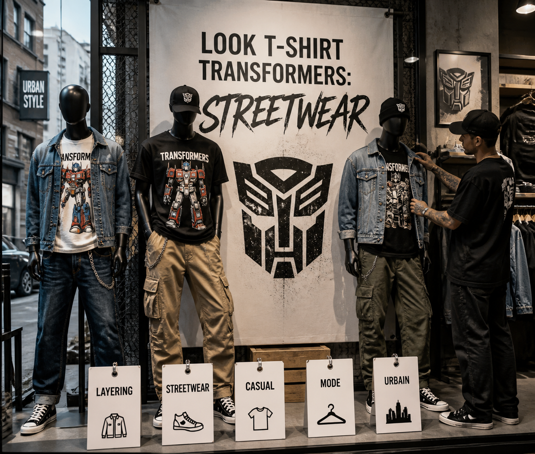 Look t-shirt Transformers : casual, streetwear et layering