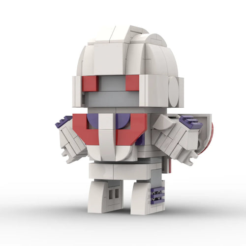 Figurka Transformers Astrotrain w wersji IDW chibi — biało-czerwony potrójny zmiennokształtny klocek
