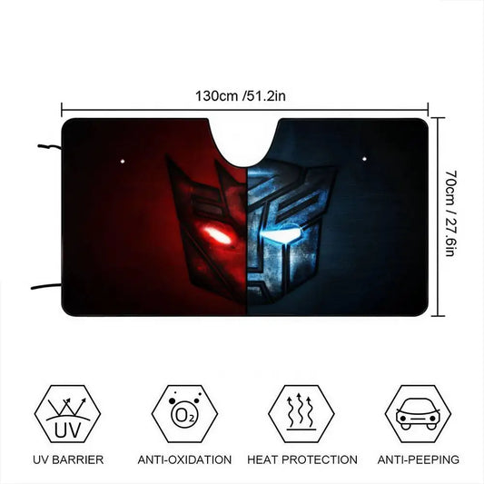 Dwuczęściowa osłona przeciwsłoneczna Transformers z Autobotem — Czerwono-niebieska ochrona przeciwsłoneczna do samochodu