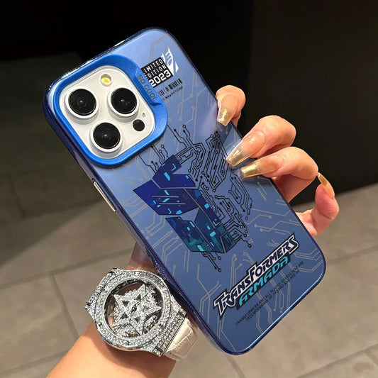 Coque de téléphone bleue Transformers Armada, motif circuit imprimé, tenue en main – Transformers.