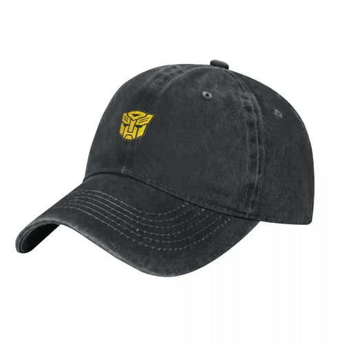 Casquette noire style délavé avec logo jaune Autobots brodé à l’avant – Transformers.