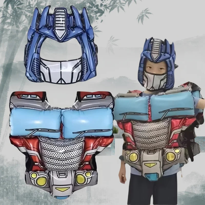 Nadmuchiwany kostium Transformers dla dziecka — pancerz z maską i mieczem