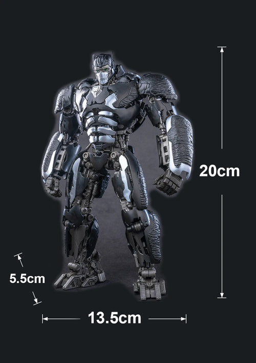 Figurka Transformers Scourge w czarnym chromie — wojownik-drapieżnik z pełnym hełmem