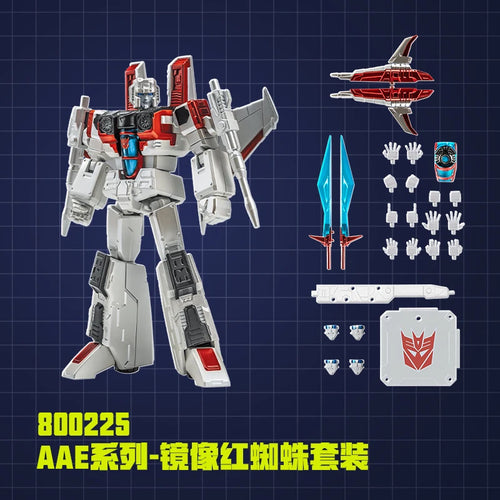 Figurka Transformers Starscream w chromowanej lustrzanej edycji — Kolekcjonerska Alpha Action Elite