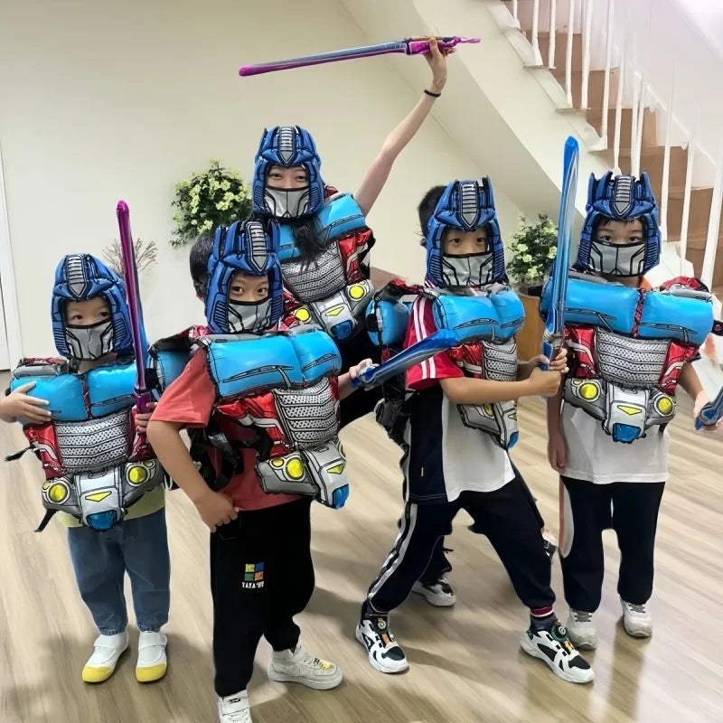 Nadmuchiwany kostium Transformers dla dziecka — pancerz z maską i mieczem