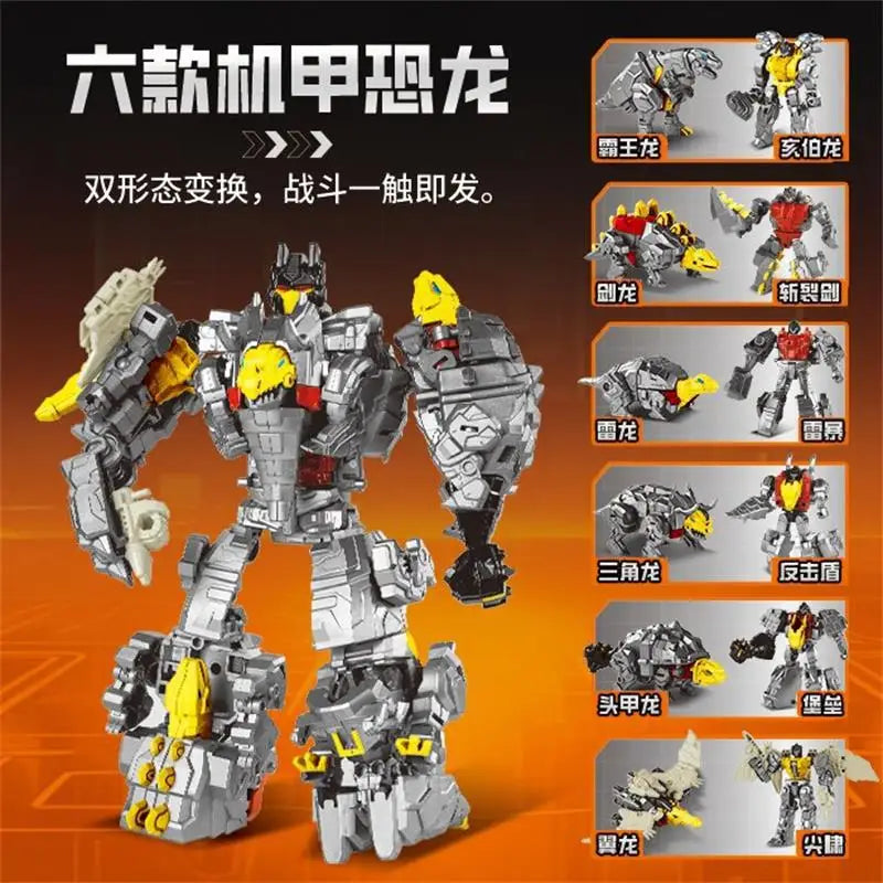 Figurka Transformers Dinoking Six Dinosaures — szary łączony robot z sześciu dinozaurów, bez pudełka