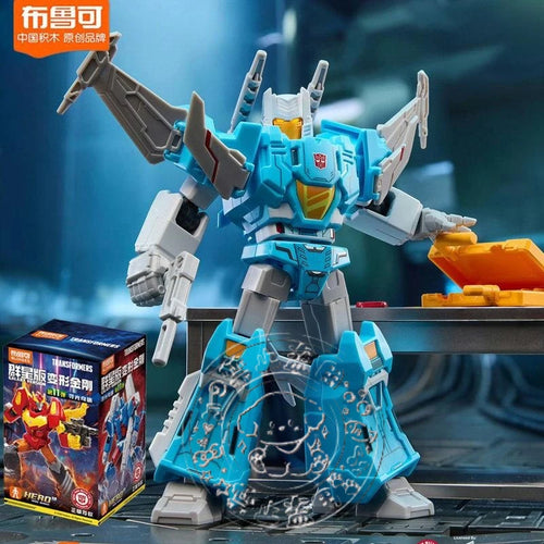 Figurka Transformers — turkusowy robot ze skrzydłami — latający wojownik Blokees do samodzielnego montażu