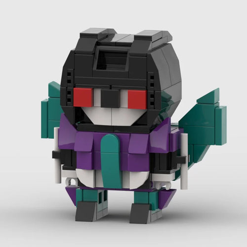 Figurka Transformers Slipstream w wersji IDW chibi — fioletowo-turkusowy skrzydlaty klocek