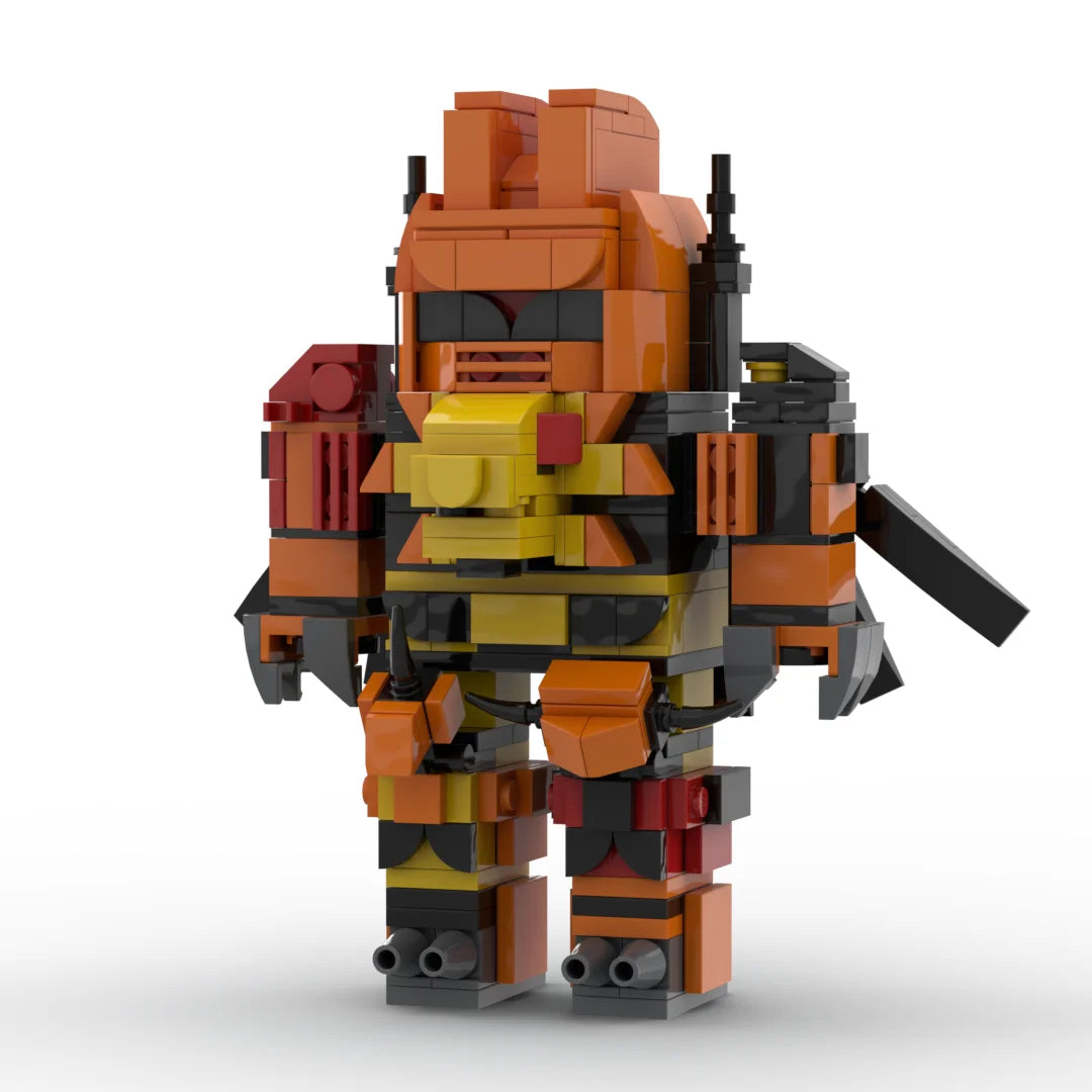 Figurka Transformers Predaking — opancerzony pomarańczowo-brązowy robot z ciężkim karabinem