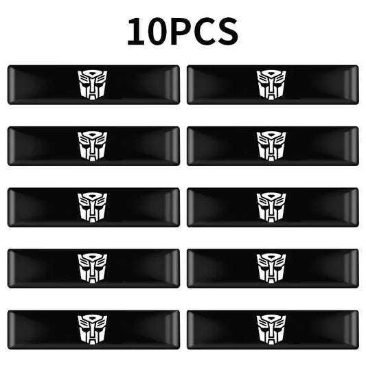 Lot de 10 autocollants noirs logo Autobots blanc, style épuré, accessoires voiture – Transformers.