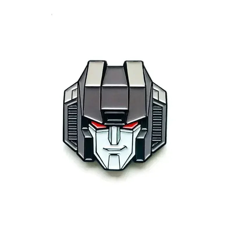 Srebrna przypinka Transformers Decepticon — szczegółowa głowa do plecaka
