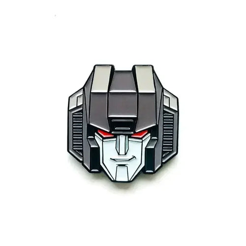 Srebrna przypinka Transformers Decepticon — szczegółowa głowa do plecaka