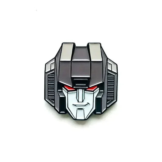 Srebrna przypinka Transformers Decepticon — szczegółowa głowa do plecaka