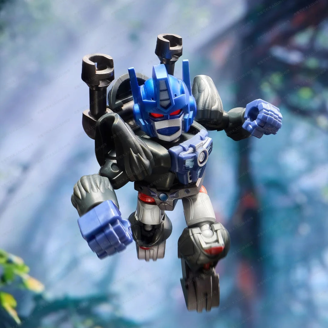 Figurka Transformers Optimus Primal Rzadki C — Stalowoniebieski wojownik w leśnej pozie