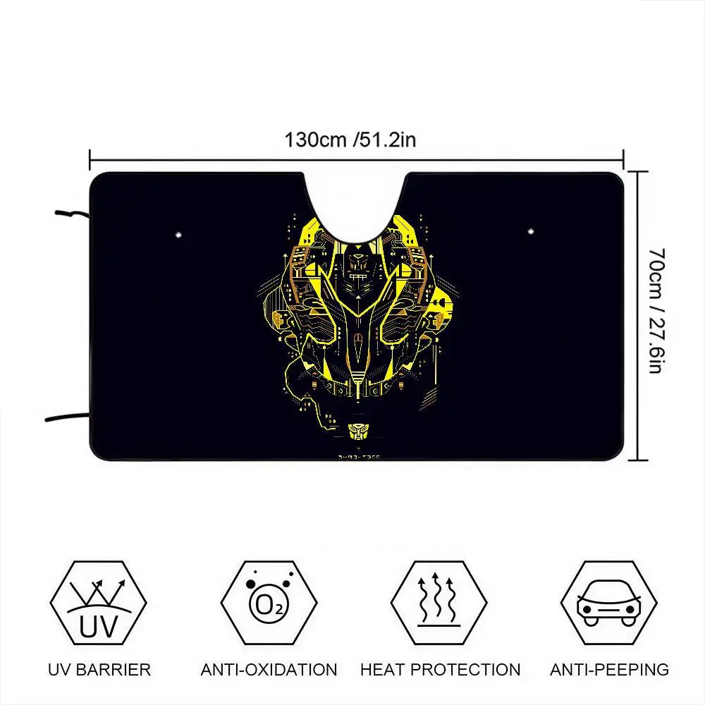 Osłona przeciwsłoneczna Transformers Bumblebee z grafiką liniową — antracytowa ochrona przeciwsłoneczna do samochodu