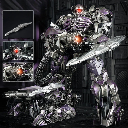 Figurka Transformers Shockwave Shockblast — robot w stylu filmowym z czerwoną diodą LED w oku
