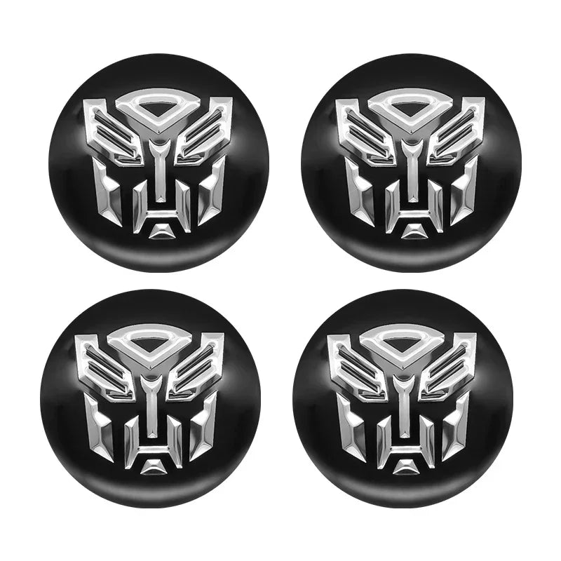 Set de 4 emblèmes noirs avec logo argenté Autobot, design rond brillant – Transformers.