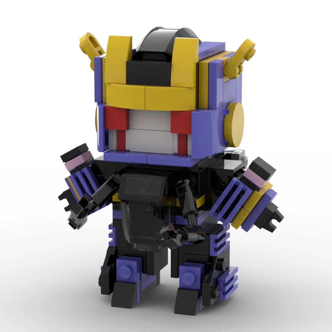 Figurka Transformers Helex w wersji IDW — fioletowo-żółty klocek, kat Decepticonów