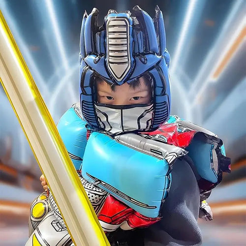 Nadmuchiwany kostium Transformers dla dziecka — pancerz z maską i mieczem