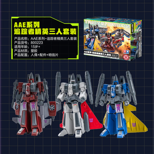 Zestaw trzech figurek Transformers — czerwony, biały i niebieski elitarny łowca — Alpha Action Elite