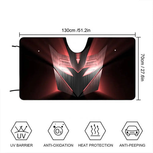Osłona przeciwsłoneczna Transformers ze szkarłatną maską Decepticona — Ostra stylistyka i ochrona przeciwsłoneczna do samochodu