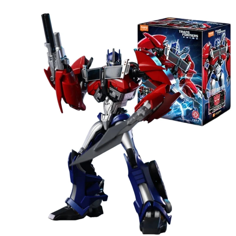Figurka Transformers Optimus Prime Blitzwing Edycja Prime — Królewski niebieski model z czerwonymi płomieniami z cegiełek