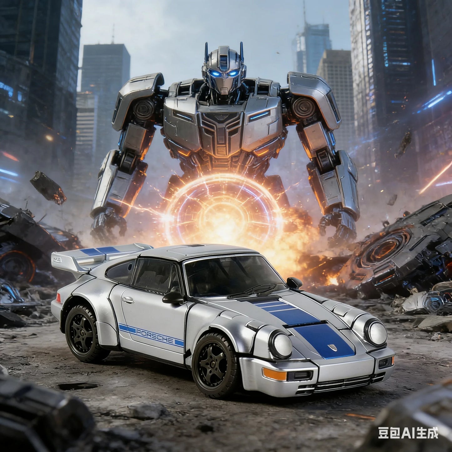 Figurka Transformers Mirage Ghost Car SS105 — srebrny CY-01 Rise of the Beasts