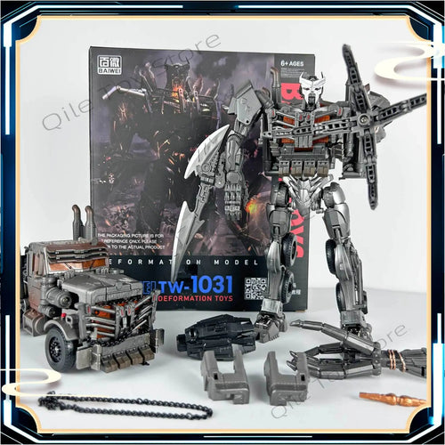 Figurka Transformers Scourge Studio Series 18 cm — zestaw akcesoriów w bieli i szarości