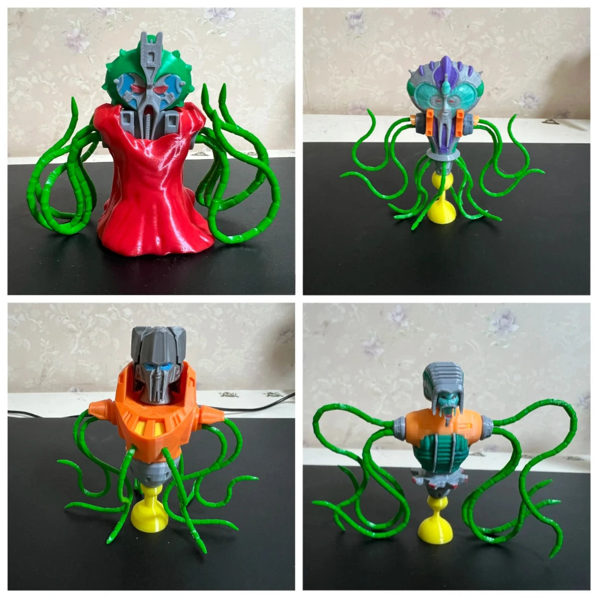Popiersie Transformers — czerwony potwór z mackami — stworzenie o pięciu twarzach, edycja techno