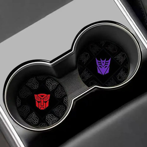 Fioletowy kubek samochodowy Transformers Decepticon — podwójny antypoślizgowy zestaw do auta
