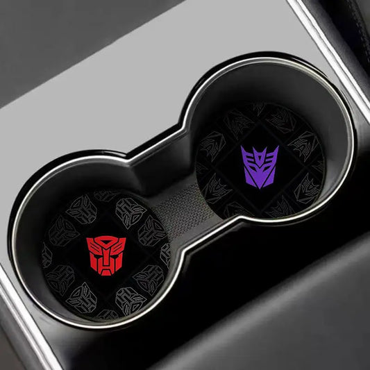Fioletowy kubek samochodowy Transformers Decepticon — podwójny antypoślizgowy zestaw do auta