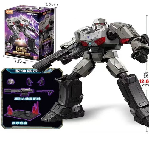 Figurka Transformers Megatron w zgarbionej szarej wersji — zestaw z kartą techniczną Decepticona