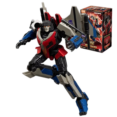Figurka Transformers Starscream Origin ONE Blitzwing — Czerwono-szary młody lotnik z cegiełek