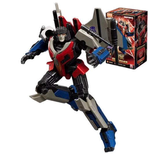 Figurka Transformers Starscream Origin ONE Blitzwing — Czerwono-szary młody lotnik z cegiełek