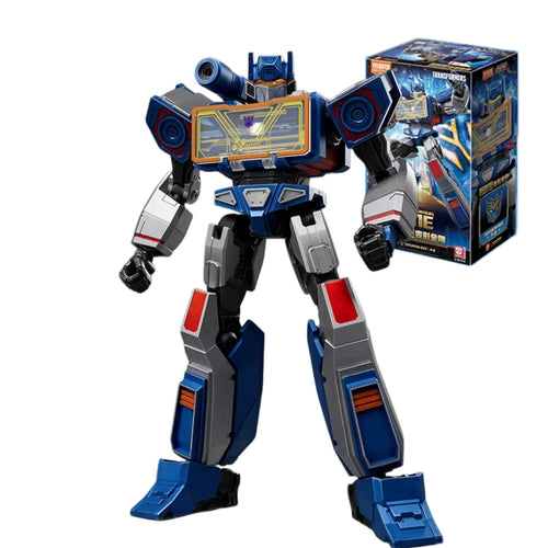 Figurka Transformers Soundwave Origin ONE Blitzwing — Łupkowoniebieski szpieg z kasetą z cegiełek