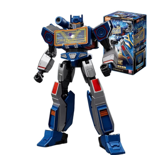 Figurka Transformers Soundwave Origin ONE Blitzwing — Łupkowoniebieski szpieg z kasetą z cegiełek